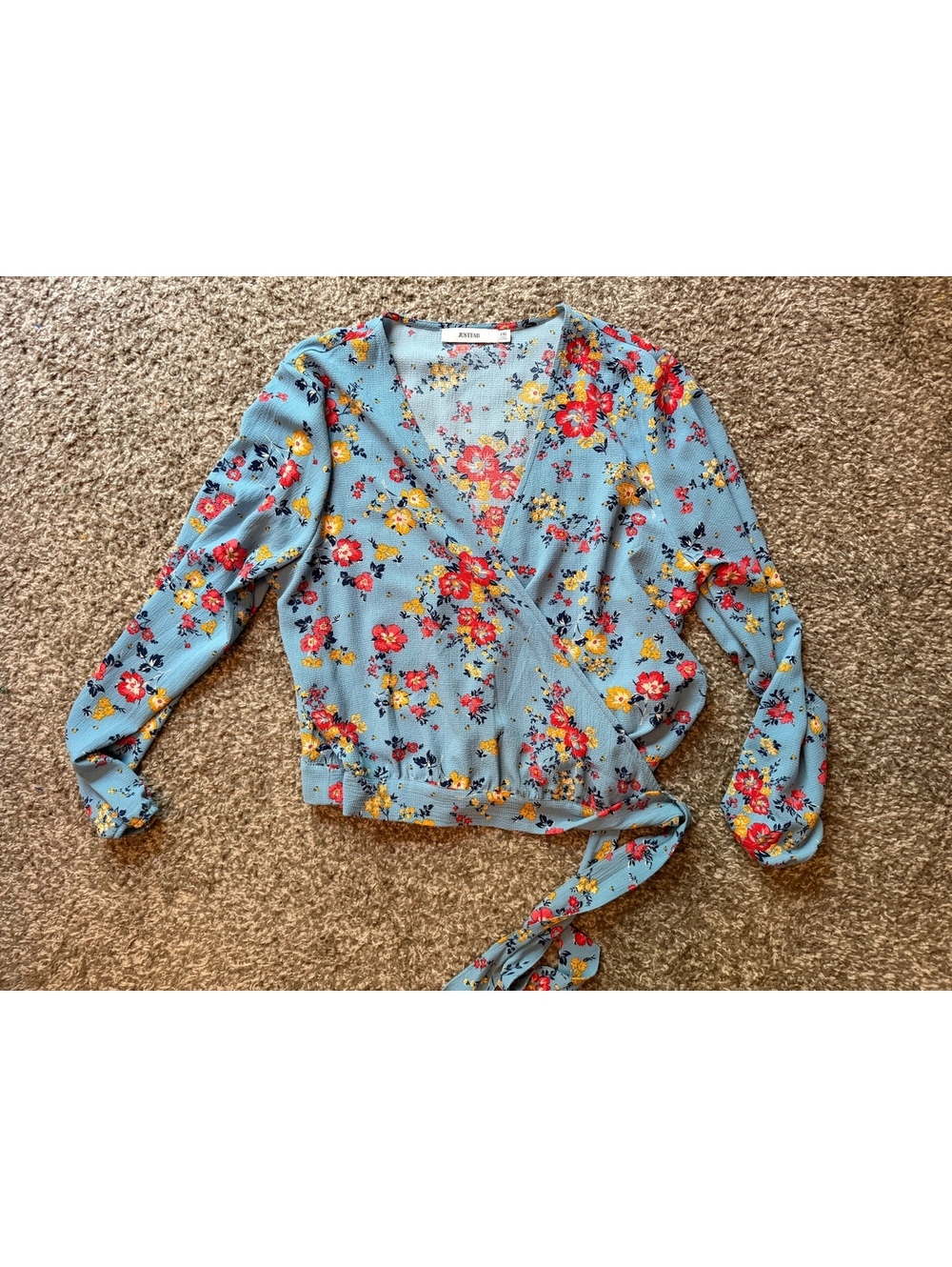 New Floral Wrap Around Blouse Fits Women’s L/XL